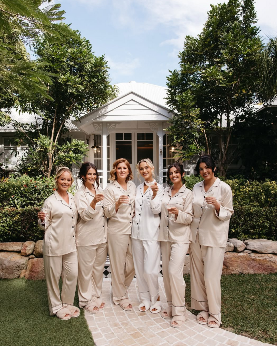 Winter Bridesmaid Pyjamas- White/ Black Trim