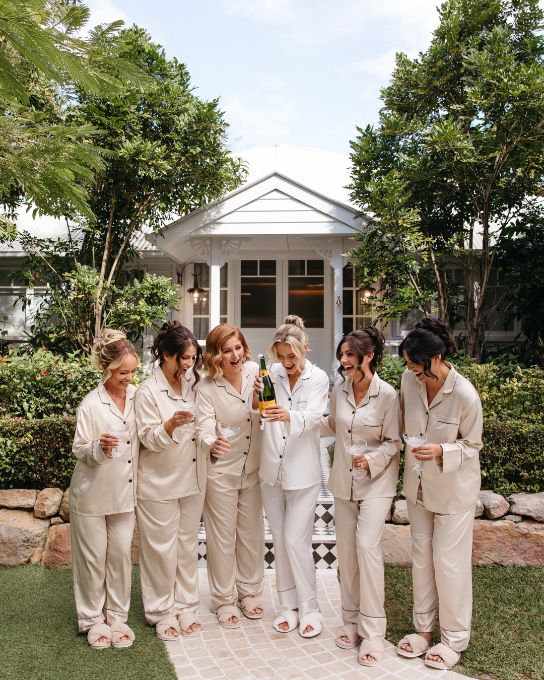 Winter Bridesmaid Pyjamas- White/ Black Trim
