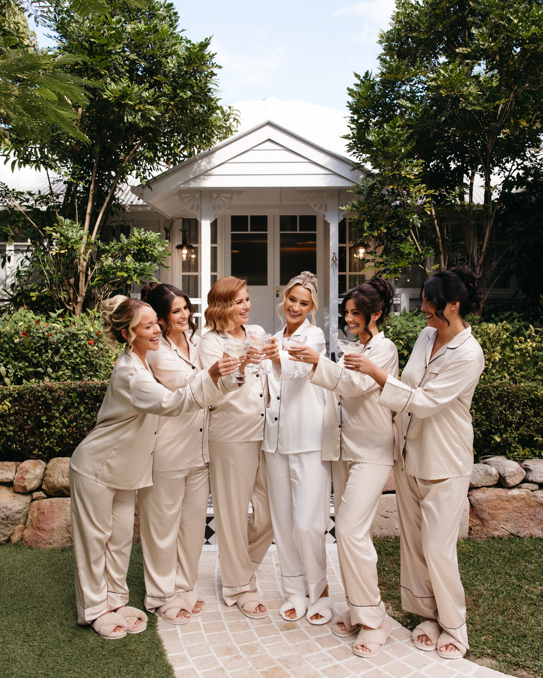 Winter Bridesmaid Pyjamas- White/ Black Trim