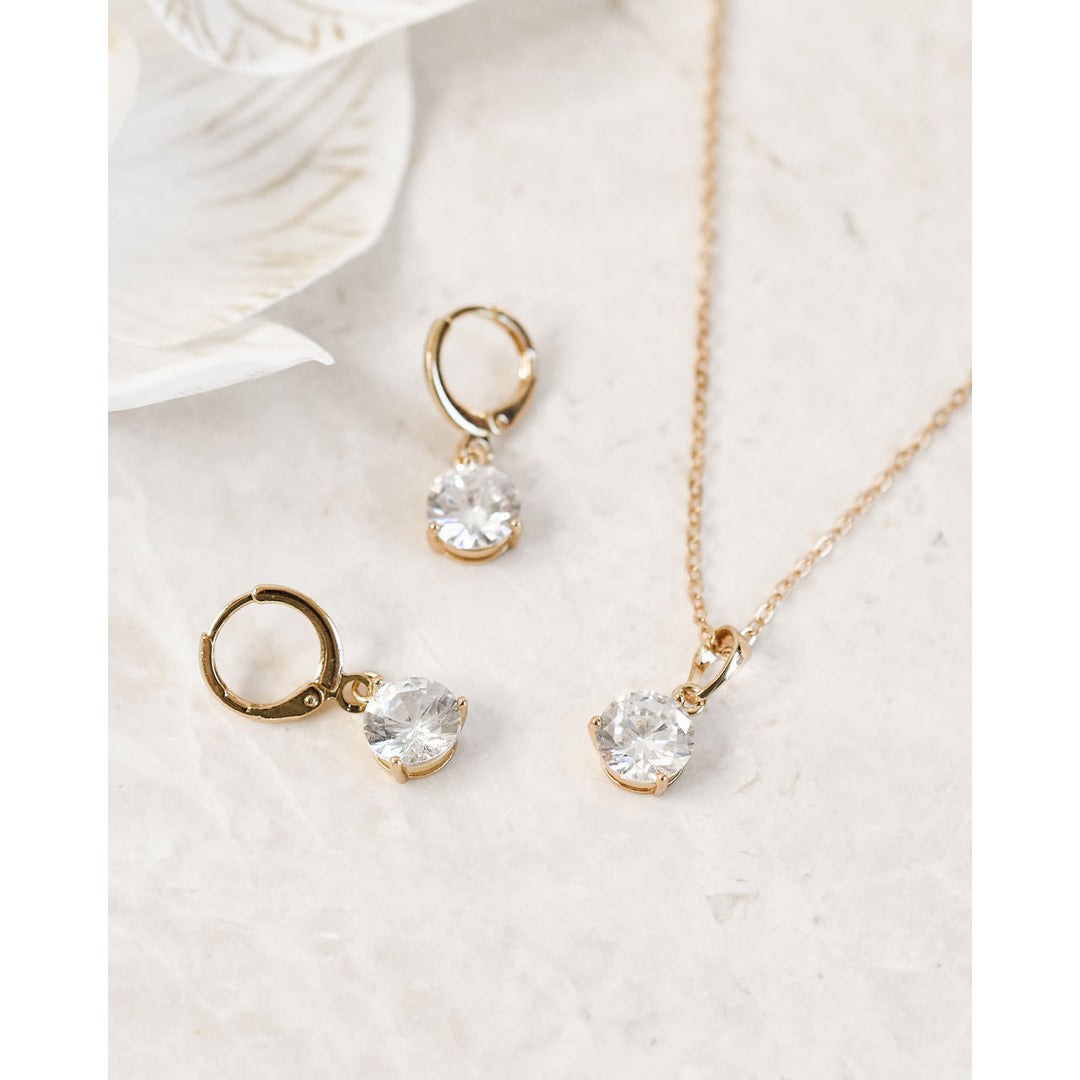 Genevieve Pendant and Earring Set - Gold