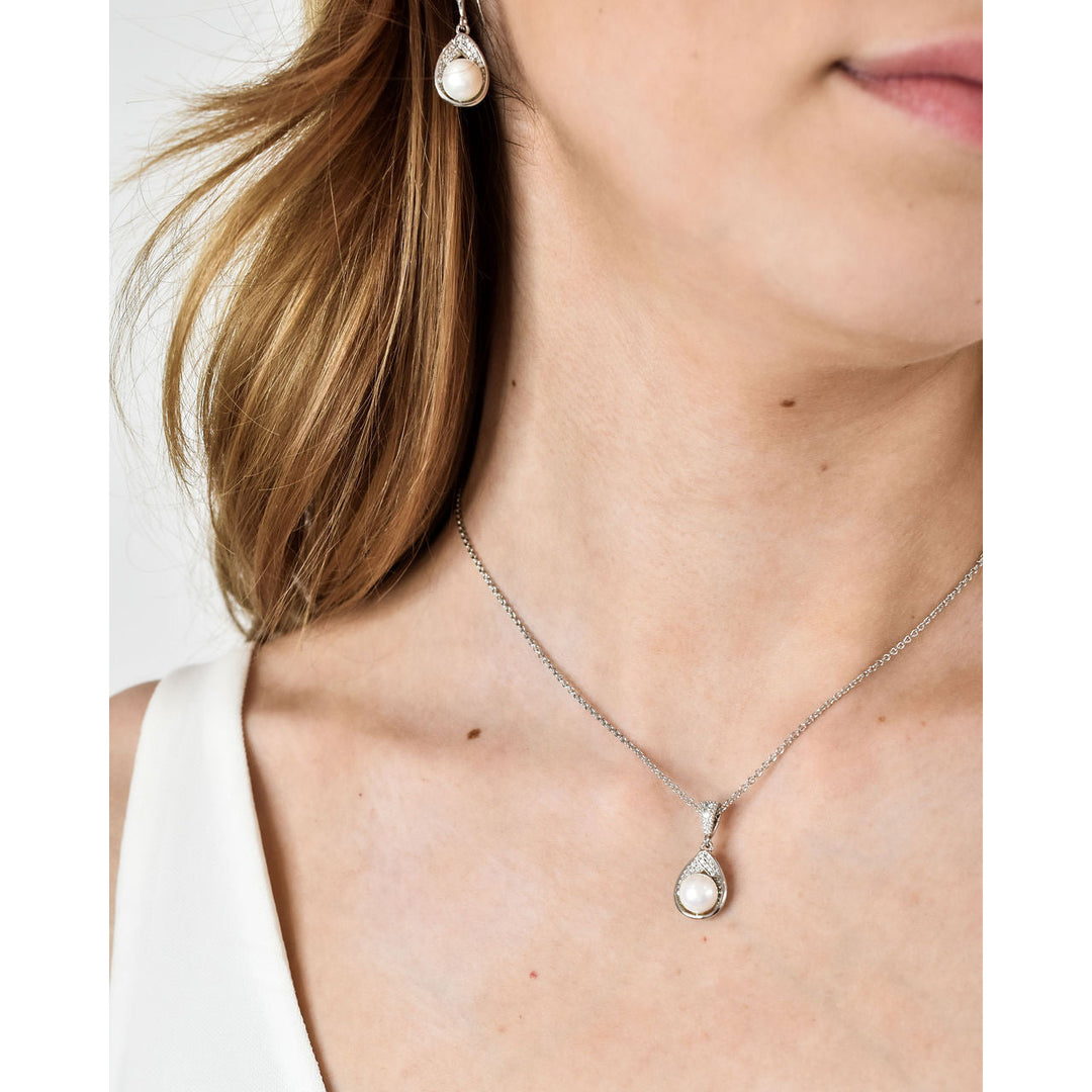 Angelique Pendant and Earring Set - Silver