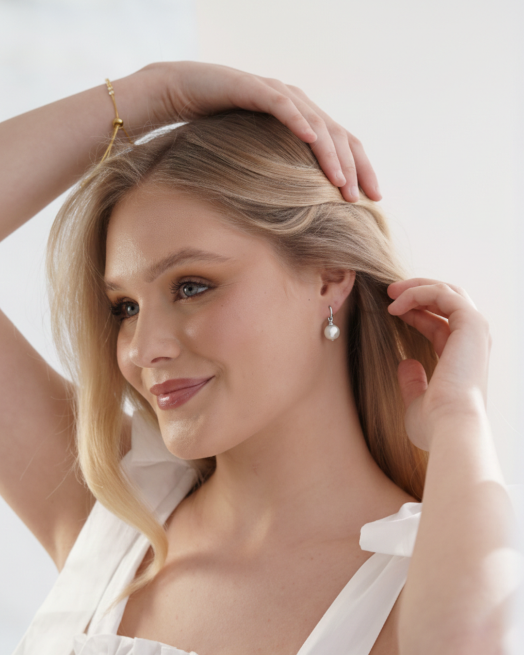 Charlotte Baroque Pearl Earrings - Silver