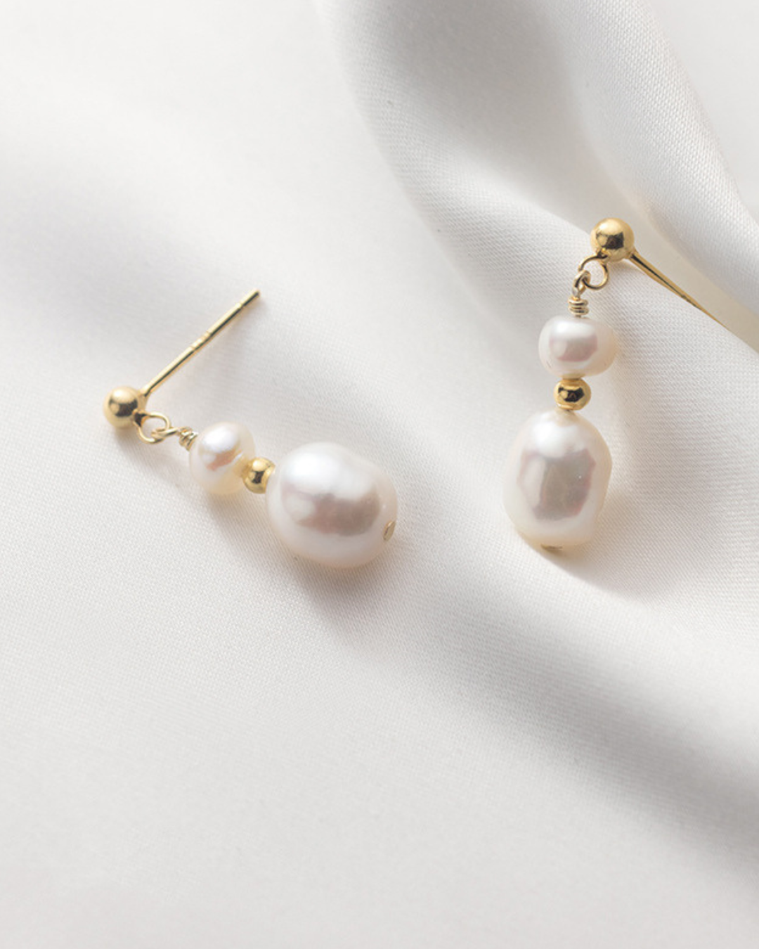 Ingrid double pearl drop earrings