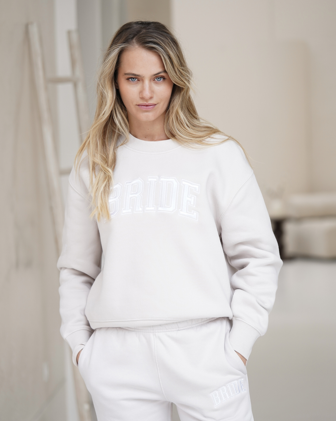 The Bride Lounge Set – Bone Jumper + Bone Trackpants