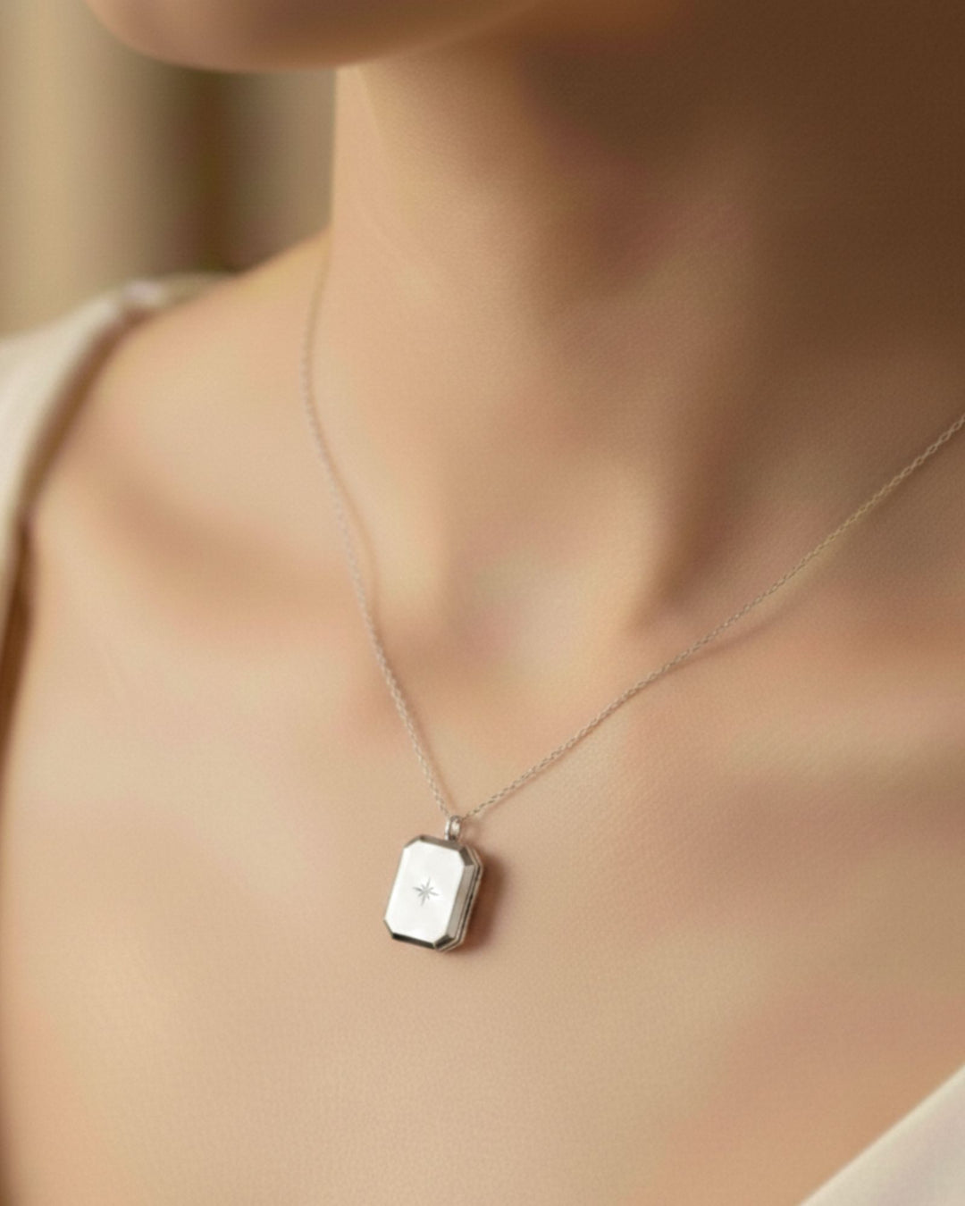 Endless Love Rectangle Photo Locket - SILVER