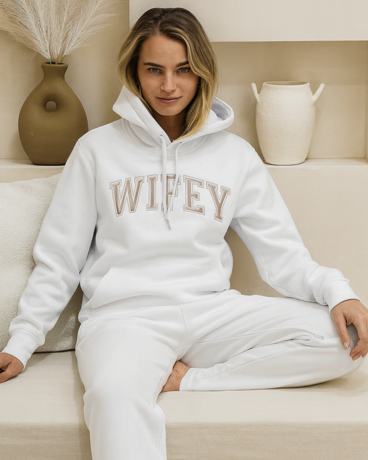 Wifey Varsity Trackpants - White