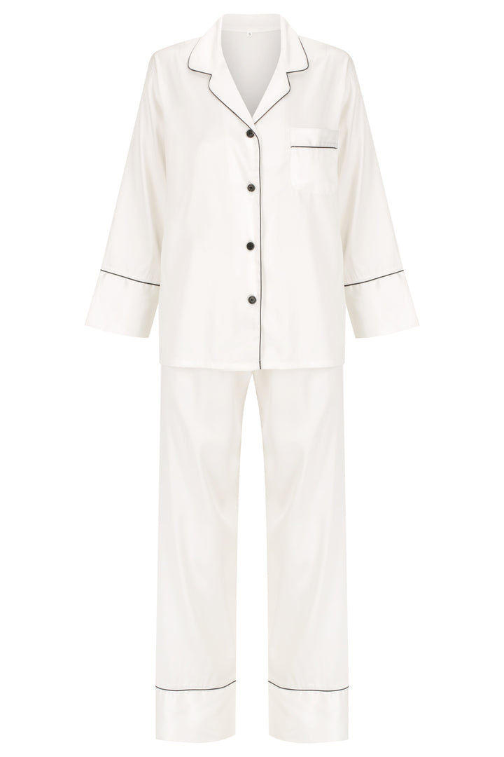Winter Bridesmaid Pyjamas- White/ Black Trim