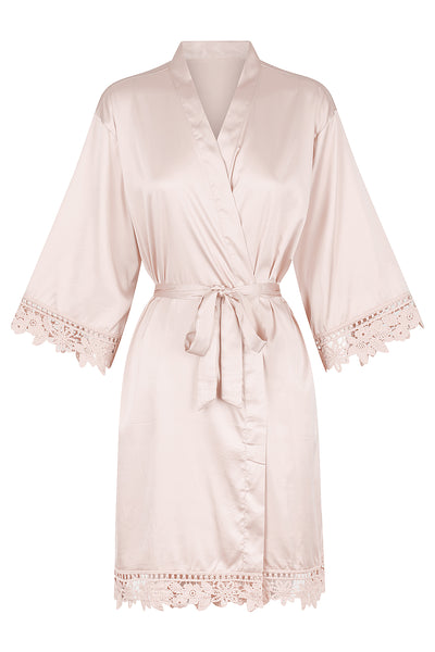 Bridesmaid Getting Ready Robes | Rosie Lace Satin Robe – Bride Tribes