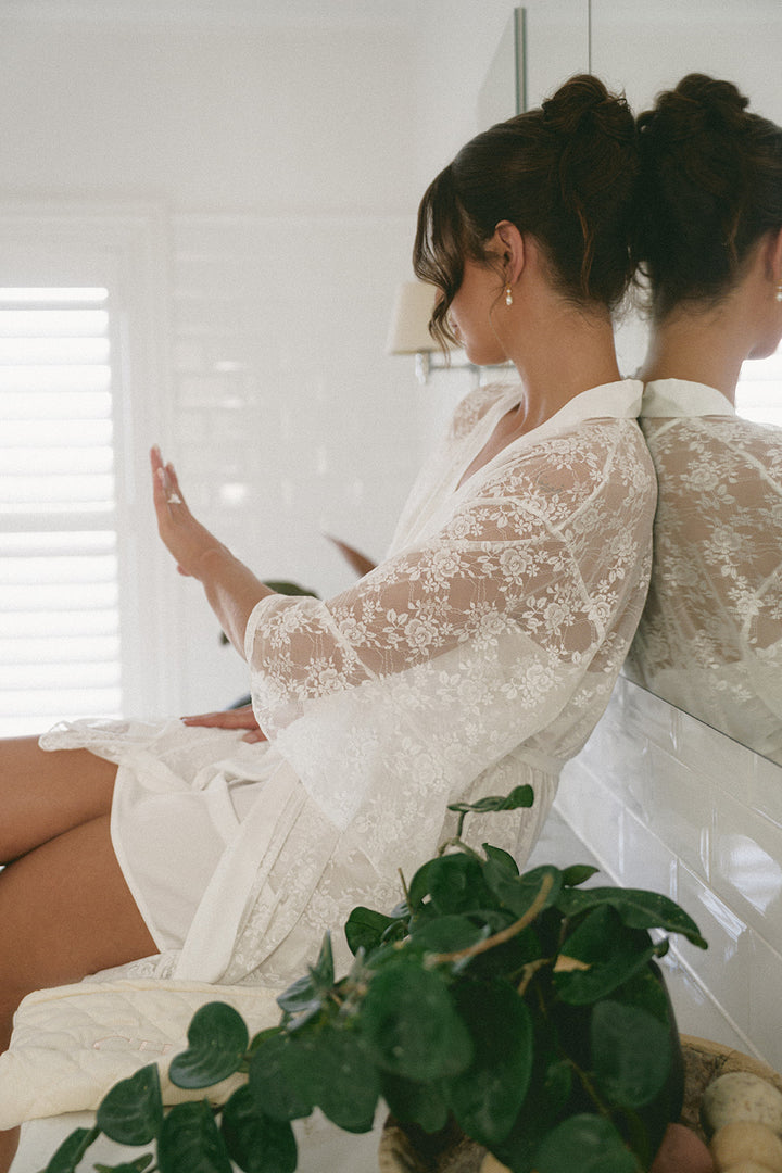 Audrey Lace Bridal Robe and Slip Set