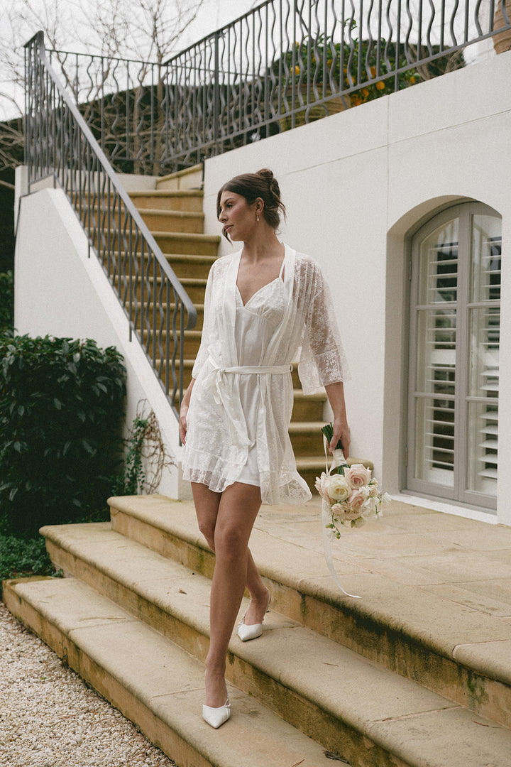 Audrey Lace Bridal Robe and Slip Set