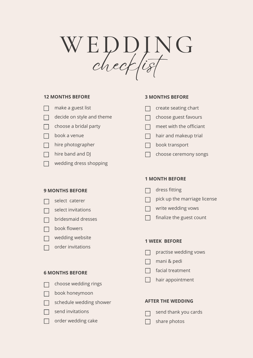 Wedding Checklist – Bride Tribes