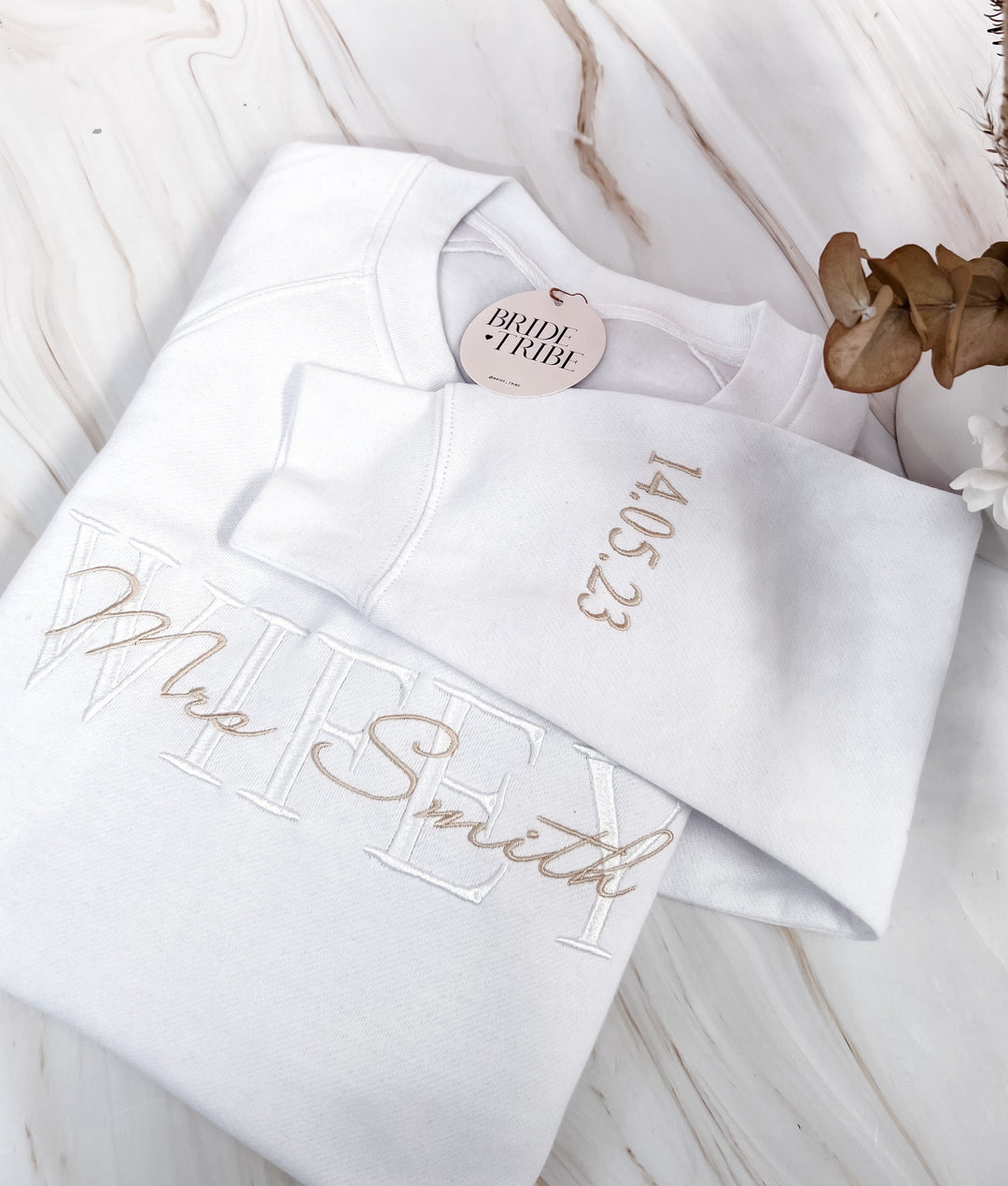 Personalised embroidered wifey jumper