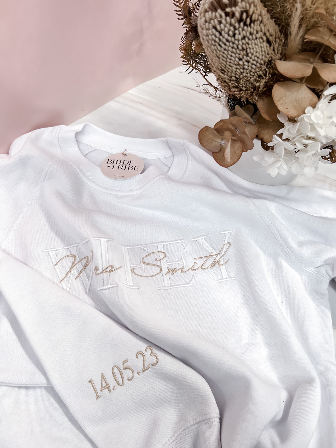Personalised embroidered wifey jumper