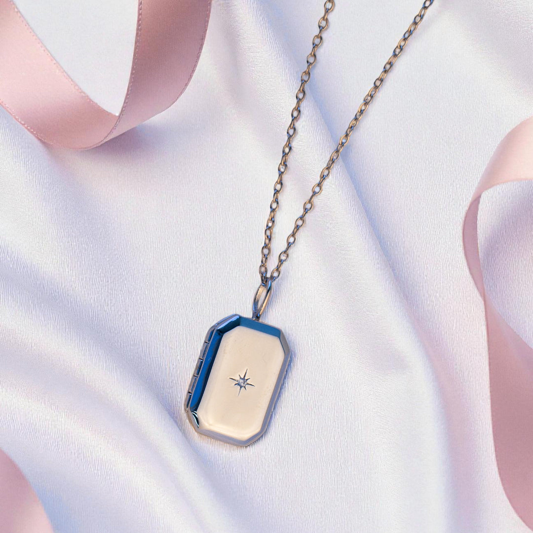 Endless Love Rectangle Photo Locket - SILVER