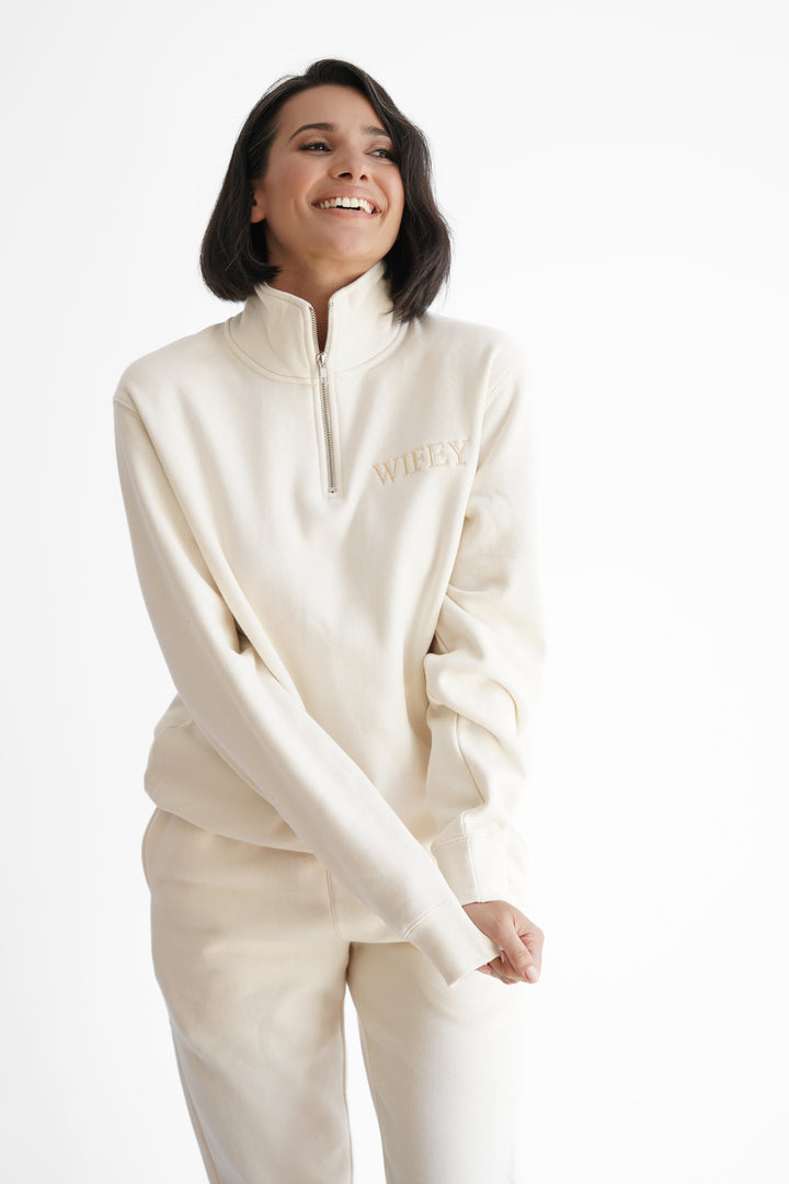 BRIDE/WIFEY LOUNGEWEAR QUARTER ZIP CREW