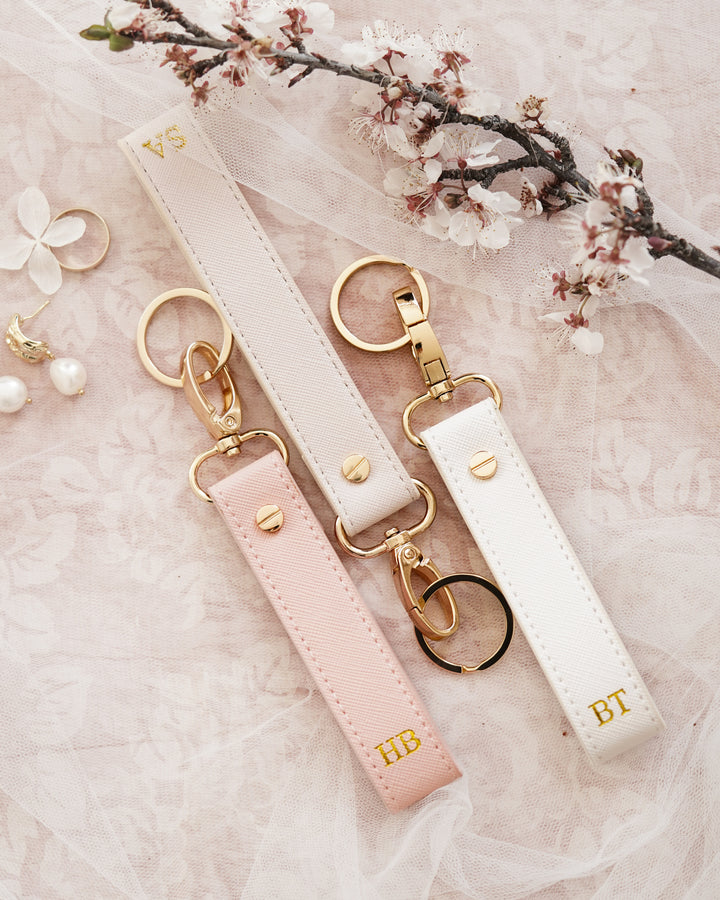 Monogrammed Clutch + Free Matching Keychain (Oatmeal)