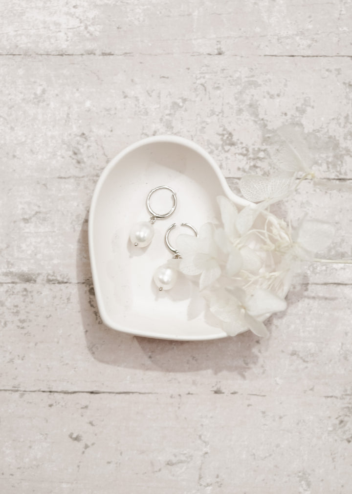 Charlotte Baroque Pearl Earrings - Silver