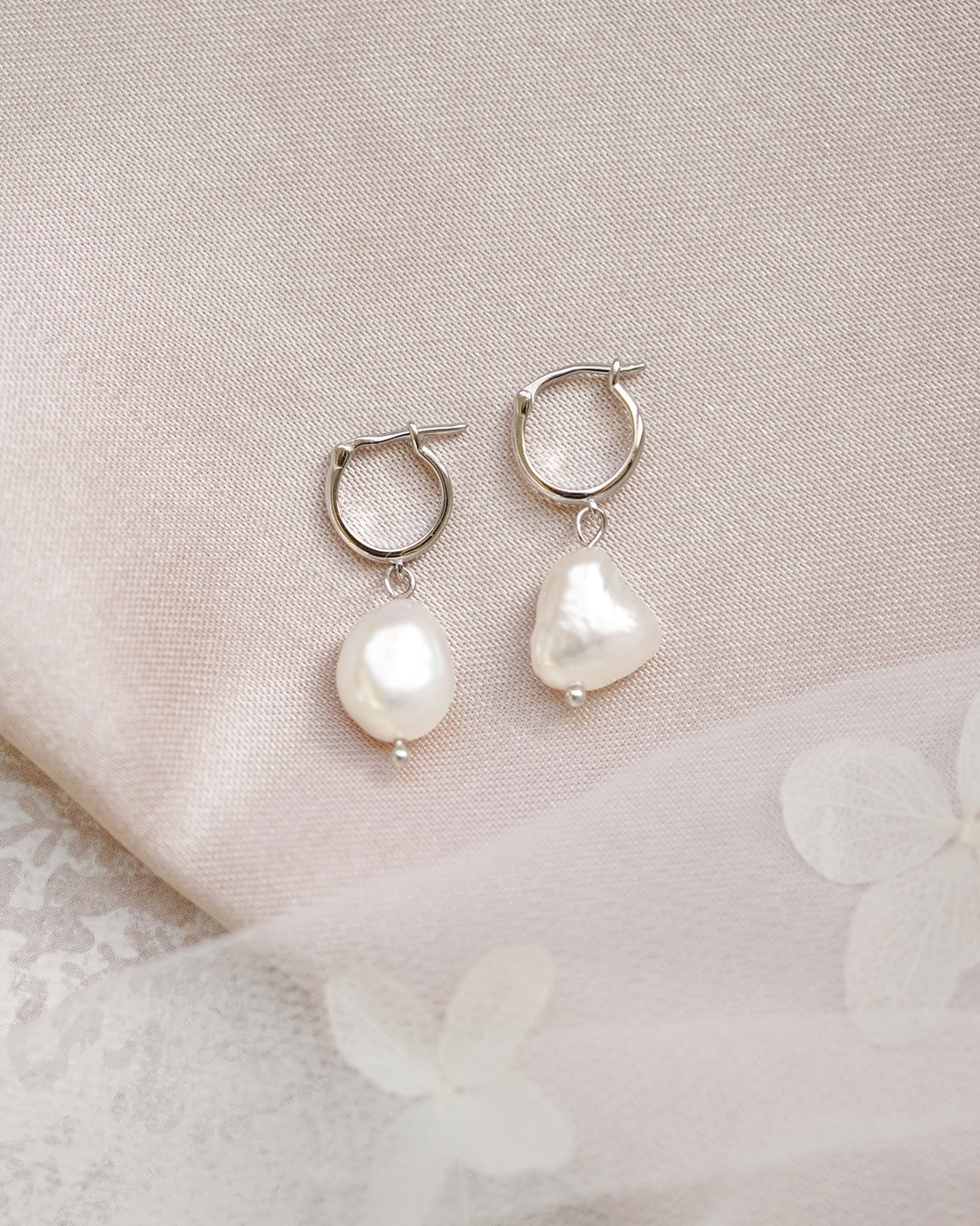 Silver Charlotte Baroque Pearl Earrings