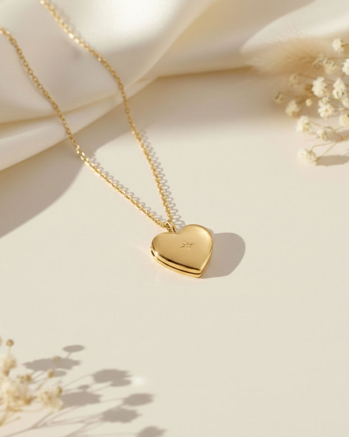 Endless Love Heart Photo Locket - GOLD