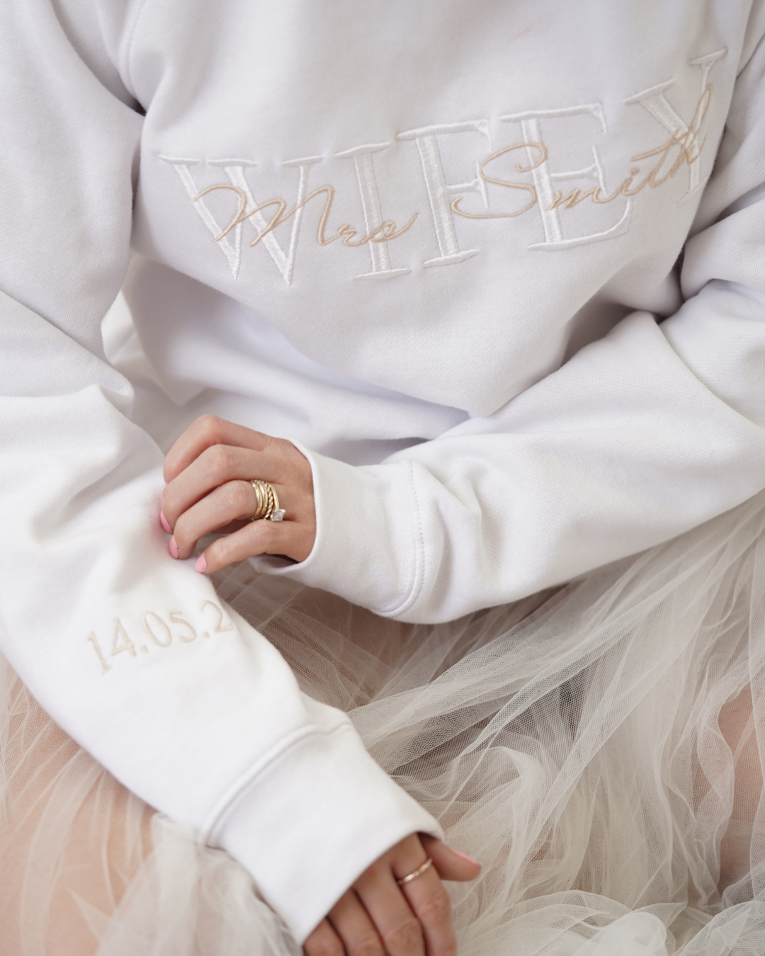 Personalised embroidered wifey jumper
