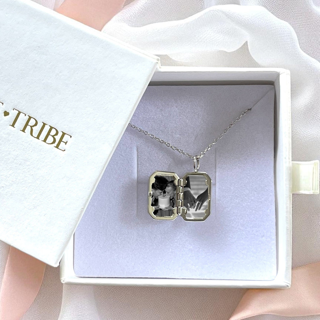 Endless Love Rectangle Photo Locket - SILVER