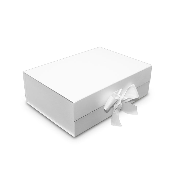 White Magnetic Gift Box With Ribbon