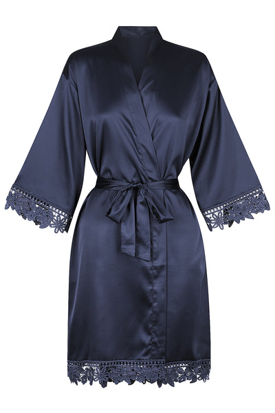 Bridesmaid Getting Ready Robes | Rosie Lace Satin Robe – Bride Tribes