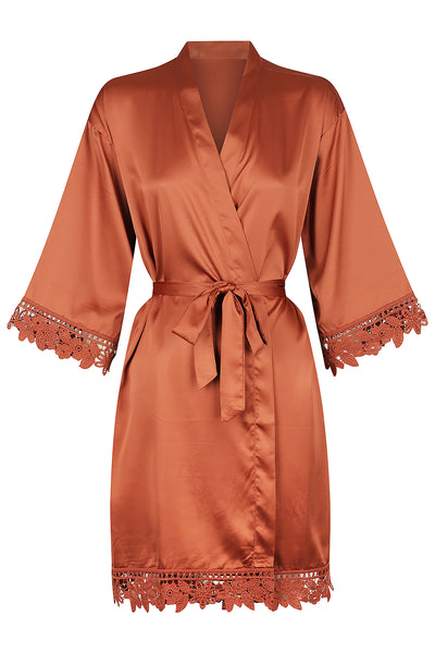 Bridesmaid Getting Ready Robes | Rosie Lace Satin Robe – Bride Tribes